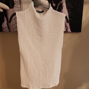 Zara Cream Ribbed Sleeveless Tank Top